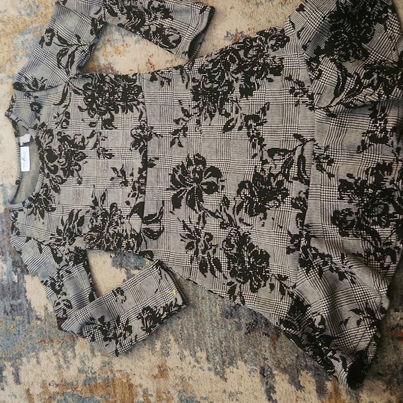 Girls Size 7 8 CHILDRENS PLACE Dress Long Sleeve Black Floral Plaid CASUAL New - Picture 10 of 12